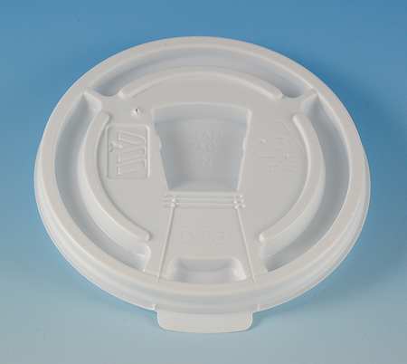 Zoro Select Lid for 8 to 10 oz. Hot Cup, Flat, Lock Back Tear Tab, White, Pk1000 DT8
