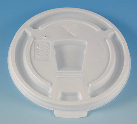 Zoro Select Lid for 10 oz. Hot Cup, Flat, Lock Back Tear Tab, White, Pk1000 DT10