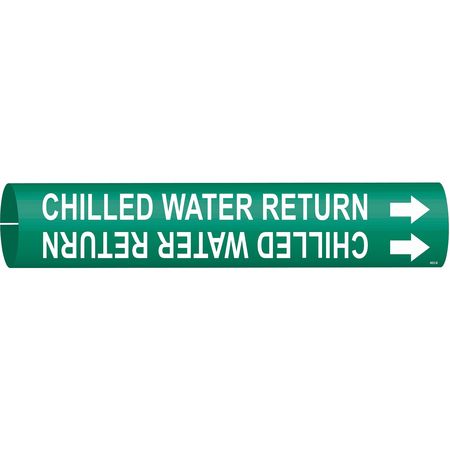 BRADY Pipe Marker, Chilled Water Return, Green, 4023-B 4023-B