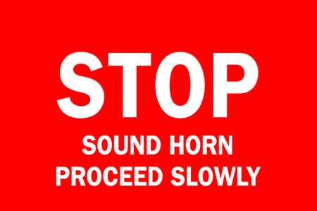 BRADY Stop Sound Horn Sign, 10" W, 7" H, English, Polyester, Red 122691