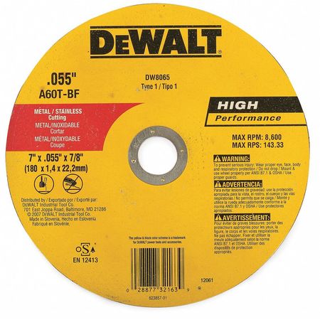 Dewalt High-Performance Cutting Wheels DW8065