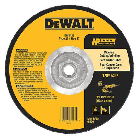 DEWALT 9" x 1/8" x 5/8"-11 High Performance Pipeline Wheel DW8439