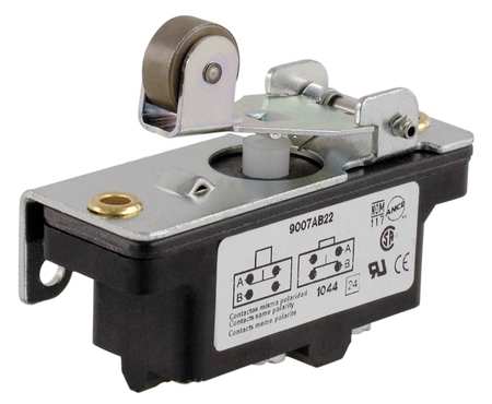 TELEMECANIQUE SENSORS Industrial Snap Action Switch, Lever, Roller Actuator, 1NC/1NO, 15A @ 600V AC Contact Rating 9007AB22