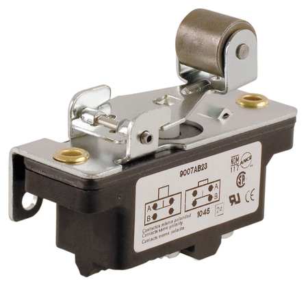 TELEMECANIQUE SENSORS Industrial Snap Action Switch, Lever, Roller Actuator, 1NC/1NO, 15A @ 600V AC Contact Rating 9007AB23