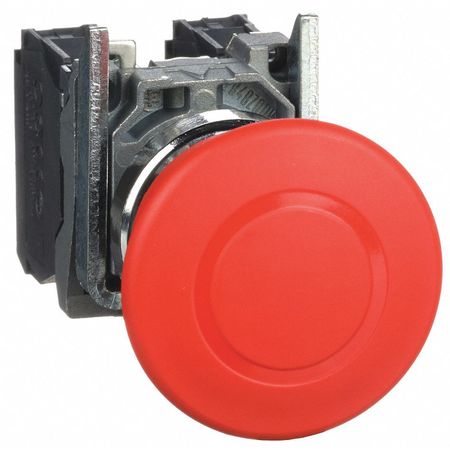 SCHNEIDER ELECTRIC Emergency Stop Push Button, 22 mm, 1NO/1NC, Maintained Push/Maintained Pull, Red XB4BT845