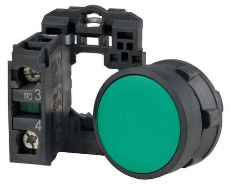 SCHNEIDER ELECTRIC Non-Illuminated Push Button, 22 mm, 1NO, Green XB5AA31