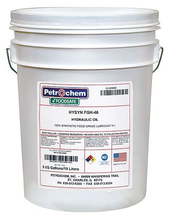 PETROCHEM 5 gal Pail, Hydraulic Oil, 46 ISO Viscosity, 15W SAE HYSN FGH-46-005