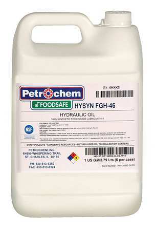 PETROCHEM Synthetic Hydraulic Oil, Food Grade, 1 gal., ISO 46, SAE Grade 15W HYSN FGH-46-001