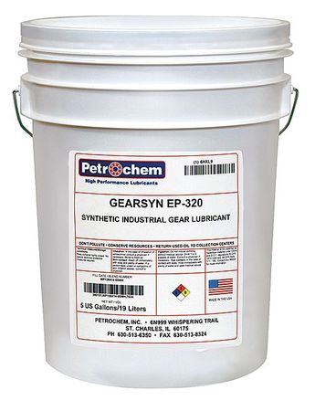 PETROCHEM 5 gal Gear Oil Pail 320 ISO Viscosity, 140 SAE, Clear, Straw GEARSYN EP-320-005