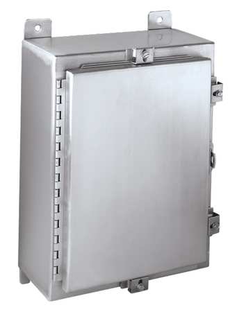 WIEGMANN 304 Stainless Steel Enclosure, 20 in H, 16 in W, 10 in D, 12, 3R, 4, 4X, Hinged SSN4201610