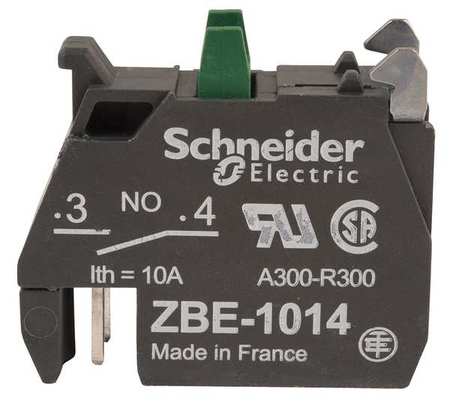 SCHNEIDER ELECTRIC Contact Block, 1NO Slow Break, 22mm ZBE1014