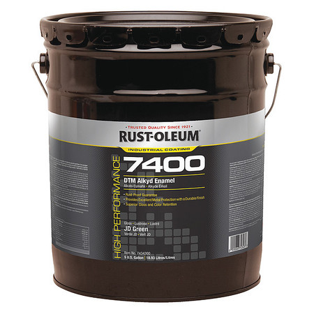 Rust-Oleum Interior/Exterior Paint, High Gloss, Water Base, JD Green, 5 gal 7434300