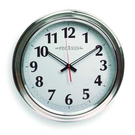 Zoro Select 18" Analog Quartz Wall Clock, Silver 6H356
