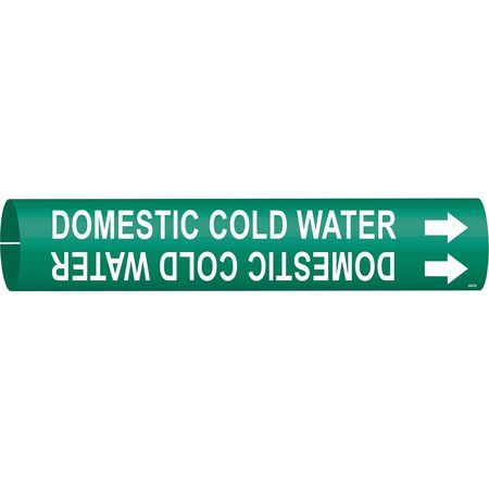 BRADY Pipe Marker, Domestic Cold Water, Green, 4048-B 4048-B