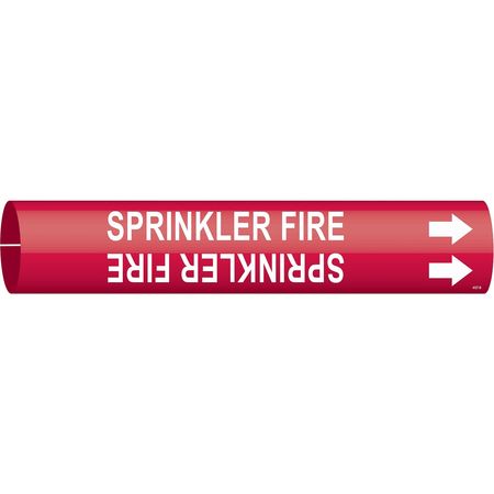 BRADY Pipe Mrkr, Sprinkler Fire, 1-1/2to2-3/8 In 4127-B