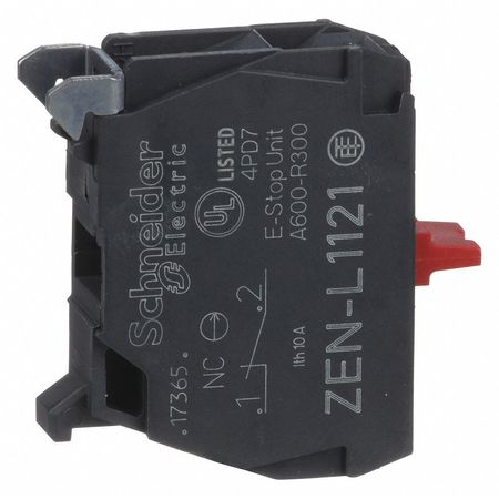 Schneider Electric Contact Block, 1NC Slow Break, 22mm ZENL1121