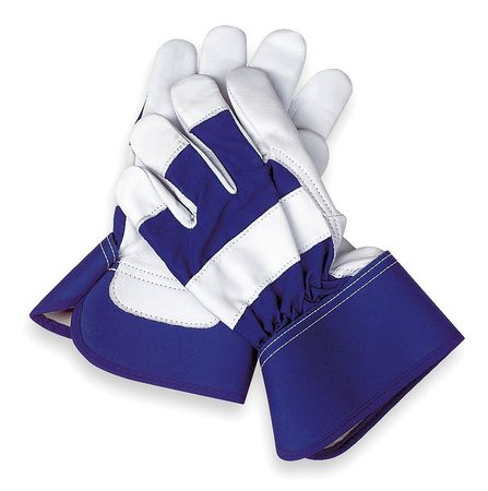 CONDOR Leather Gloves, Goatskin, Blue/White, S, PR 2MDD9
