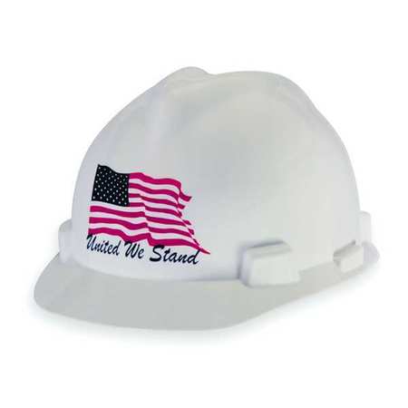 MSA SAFETY Front Brim Hard Hat, Type 1, Class E, Ratchet (4-Point), White 10034263