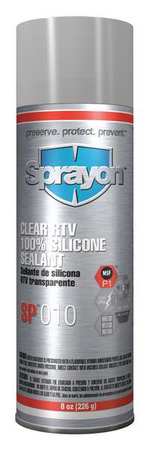 SPRAYON Mildew and Water Resistant RTV Silicone Sealant, 8 oz, Clear, Temp Range 80 to 450 Degrees F S00010000