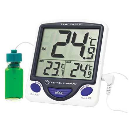 TRACEABLE Digital Thermometer, 74 Degrees to 80 Degrees F for Wall or Desk Use 4548