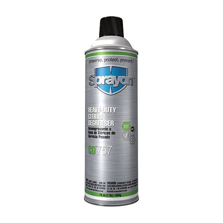 Sprayon Degreaser, 16 Oz Aerosol Can, Liquid, Colorless SC0757000