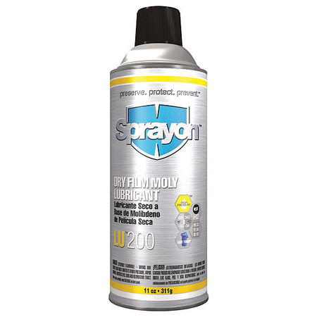 Sprayon General Purpose Dry Lubricant, Dry Film Moly, H2 No Food Contact, 16 oz Aerosol Can, Black SC0200000