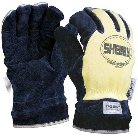 SHELBY Firefighters Gloves, L, Cowhide Lthr, PR 5285L