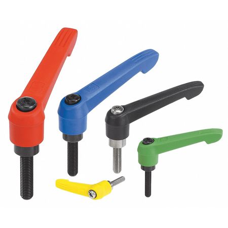 KIPP Adjustable Handle Size: 4 1/2-13X30, Plastic Red RAL 3020, Comp: Stainless Steel K0270.4A584X30