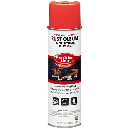 Rust-Oleum Inverted Marking Paint, 17 oz., Fluorescent Red/Orange, Solvent -Based 203028