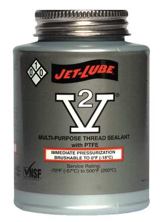 Jet-Lube Pipe Thread Sealant 16 fl oz, Brush-Top Can, V-2, Off-White, Semi-Solid 35504