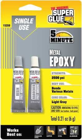 Super Glue Epoxy Adhesive, 1:1 Mix Ratio, 1 hr Functional Cure 15359-12