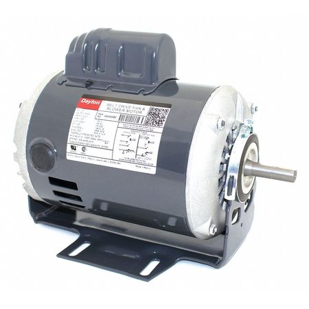 Dayton Capacitor-Start Belt Drive Motor, 1/2 HP, 115/230V AC Voltage, 48Z Frame, 1,725 Nameplate RPM 6K965