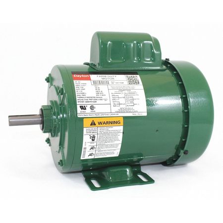 DAYTON High Torque Farm Duty Motor, Capacitor-Start, 3/4 HP, 115/230V AC, 1,725 Nameplate RPM, 56 Frame 6K719