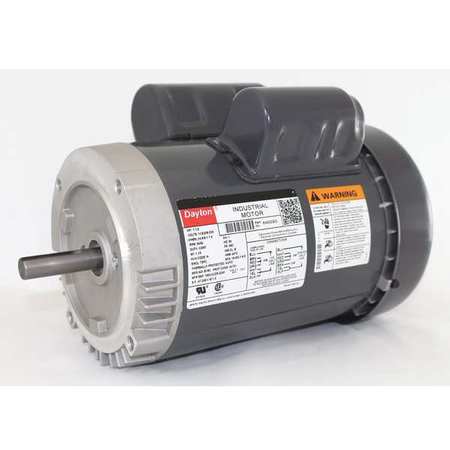 DAYTON Capacitor-Start/Run General Purpose Motor, 1 1/2 HP, 115/208-230V AC Voltage, 56C Frame 6K832