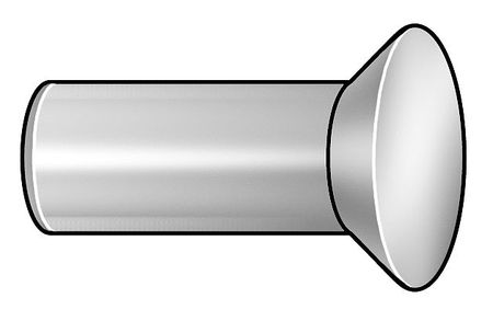 Zoro Select Solid Rivet, Countersunk Head, 0.1875 in Dia., 0.375 in L, Steel Body, 275 PK 270606-1