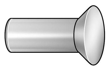 ZORO SELECT Solid Rivet, Countersunk Head, 0.25 in Dia., 1 in L, Steel Body, 65 PK 270816.1