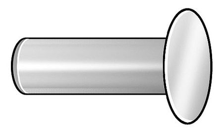Zoro Select Tubular Rivet, Countersunk Head, 9/64 in Dia., 3/8 in L, Steel Body, 100 PK BSCN06-100