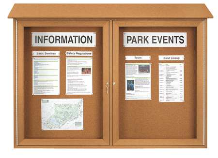 UNITED VISUAL PRODUCTS Enclosed Outdoor Bulletin Board 40"x52", Tack UVDD5240-CEDAR