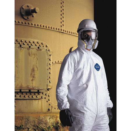 Dupont Tyvek 400 Hooded Disposable Coveralls, 3XL, Zipper, Elastic Wrist, Elastic Ankle, White, 6 Pack TY127SWH3X0006G1