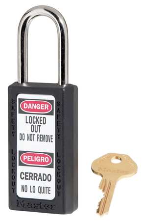 MASTER LOCK Lockout Padlock, KA, Black, 3"H, PK6 411KAS6BLK