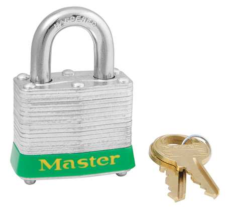 MASTER LOCK Lockout Padlock, KA, Green, 1-1/4"H, PK6 3KAS6GRN