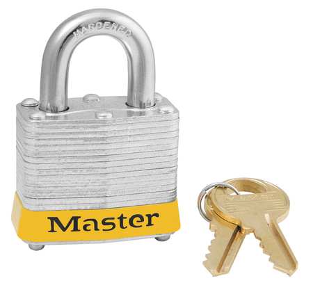 MASTER LOCK Lockout Padlock, KA, Yellow, 1-1/4"H, PK3 3KAS3YLW