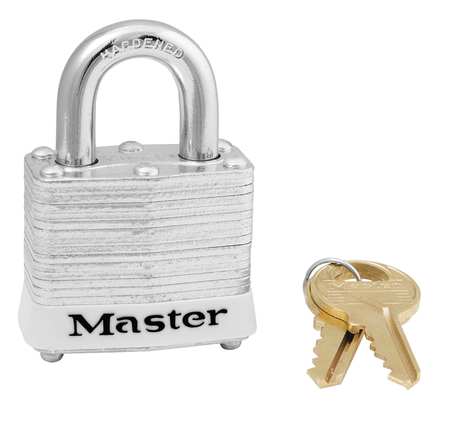 MASTER LOCK Lockout Padlock, KA, White, 1-1/4"H, PK6 3KAS6WHT