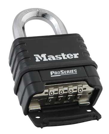 Master Lock Combination Padlock, Bottom, Black/Silver 1178D