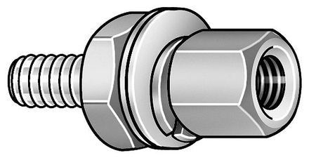 Zoro Select Jack Screw Standoff, #4-40 Thrd Sz, 3/4 in L, Steel Yellow Zinc Plated, 9/16 in Bd Thrd L, 10 PK RM-4750-7