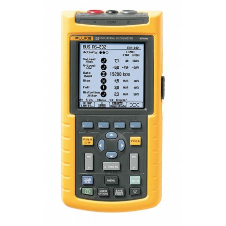 Fluke Portable Oscilloscope Kit, 40 MHz, 2 Channels, 10.2 cm Monochrome LCD FLUKE-125