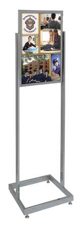 UNITED VISUAL PRODUCTS Sign Holder, Pedestal, 14x22, Alum, Chrome UVE58110-chrome