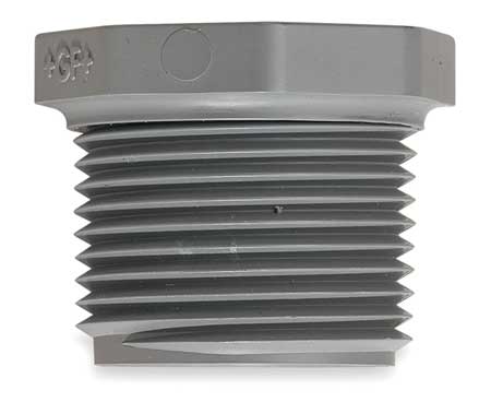 Zoro Select PVC Hex Head Plug, MNPT, 1 in Pipe Size 850-010
