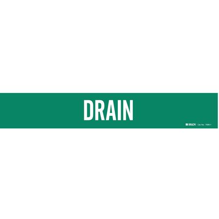 BRADY Pipe Marker, Drain, Grn, 2-1/2 to 7-7/8 In, 7090-1 7090-1