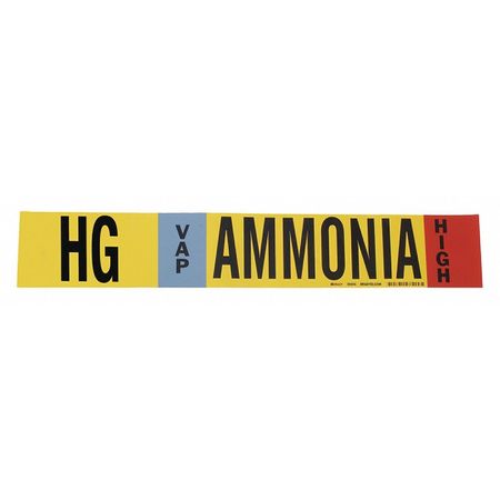 BRADY Ammonia Pipe Marker, HG, 1 to 2-1/2In, PK4 90424